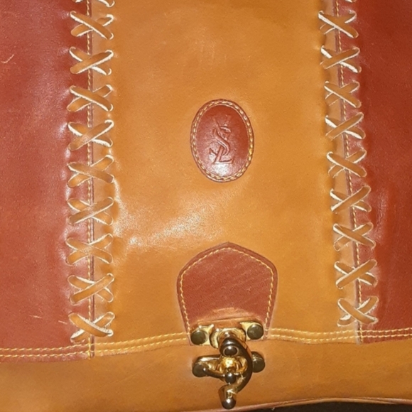 YVES Saint Laurent | Braided Detail Handle and Strap Messenger Bag - Tan/Whiskey - Picture 1 of 12